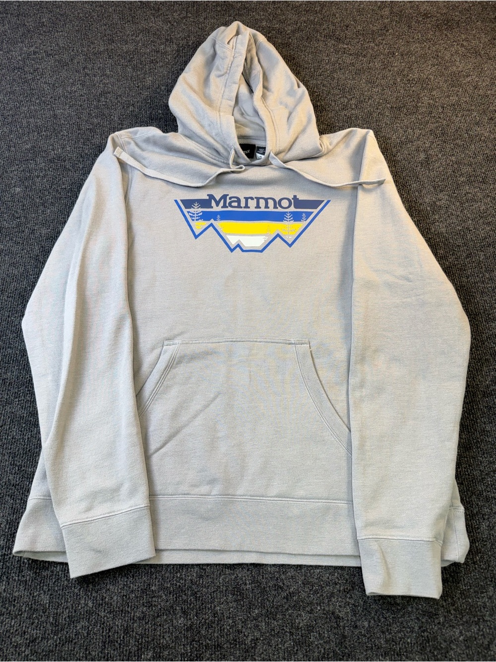 Marmot Men's Light Gray Hooded Sweatshirt with Graphic Logo